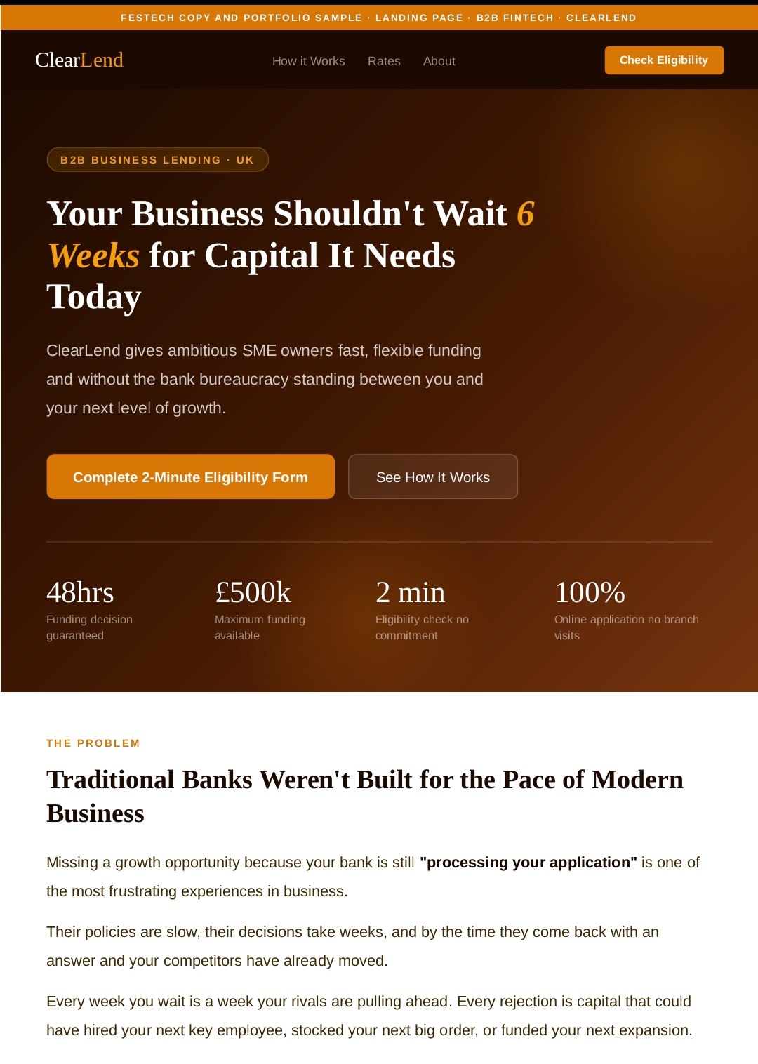 Fintech & Finance Sales Page