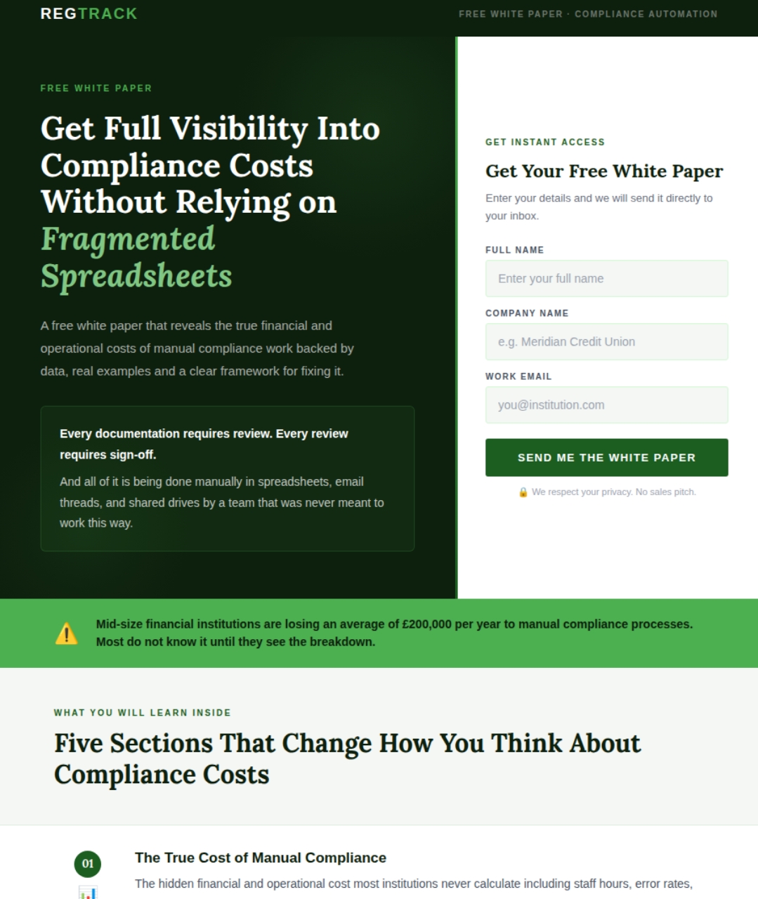 Fintech & Finance landing page